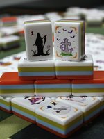 Juego de Mahjong Acrílico Moderno de Lujo para Halloween, 160 Fichas, con Ilustraciones de Casa Embrujada, Calabaza y Bruja, para 4 Jugadores