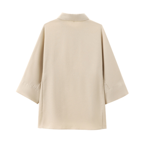 <span class=keywords><strong>3</strong></span> colorway lần lượt xuống cổ áo nút lên dài tay áo màu rắn thời trang giản dị áo cánh cho phụ nữ - Product Image 4