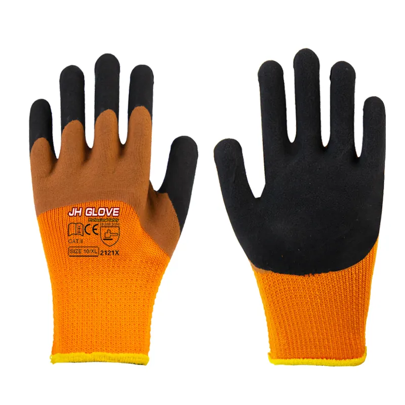 Chinese Fabriek Goedkope Kracht Vinger Latex Schuim Hand Winter Werk Katoen Winter Handschoenen Hb Voor Werk