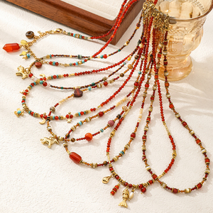 Collar de Ágata Roja Novedades 2026, Collar de Piedras Naturales con Cuentas, Collar con Colgante de Caballo Animal Único, Cadena de Acero Inoxidable - Product Image 1