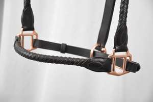 Cabestro de caballo de cuero trenzado de alta calidad, ajuste cómodo, perfecto para actividades de equitación, entrenamiento y eventos de espectáculos - Product Image 6