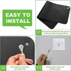 Tapete de Puesta a Tierra Grande de 60x90cm con Superficie de Cuero Resistente y Cable de Puesta a Tierra para Reducción de EMF en el Hogar y la Oficina - Product Image 4