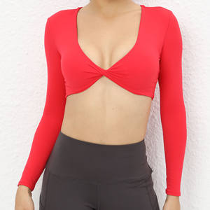 Soutien-Gorge <span class=keywords><strong>de</strong></span> Sport Yoga Manches Longues Débardeur Femmes Running Fitness Yoga Wear Top - Product Image 6