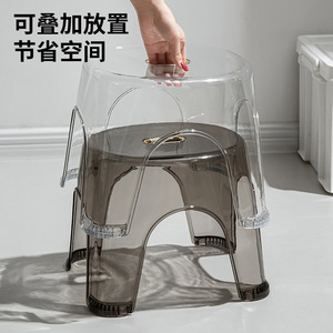 Transparent Plastic <b>Stool</b> Minimalist Design Thickened Durable Home Living Room Furniture Round <b>Seat</b> Childrens Shoe Changing - Product Image 3
