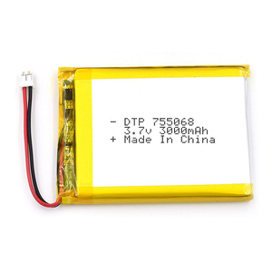 3,7 V 3000mAh small hand rechargeable battery dtp755068 - Product Image 1