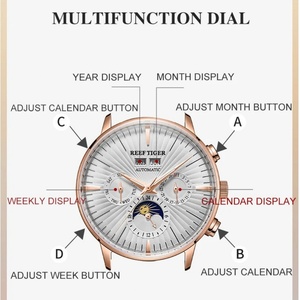 Montre automatique pour homme 42 mm, montre-bracelet mécanique, saphir, lumineuse, multi-cadrans, année, mois, semaine, date, 24 heures - Product Image 5
