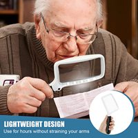 3X Rectangular Foldable LED Reading Magnifier for Seniors, Low Vision & Farsighted Users