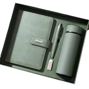 2024 Luxus-Geschenk für Unternehmen Werbegeschenk geschäftliches individuelles Notizbuch-Geschenkset mit Stift USB-Steuerung und Wasserauslöser