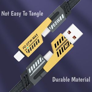 Cable de Carga Rápida USB Tipo-C PD de 27W 65W 4 en 1 de Alta Calidad para iPhone, con Trenzado de Nailon, Aleación de Zinc y Cobre Puro - Product Image 4