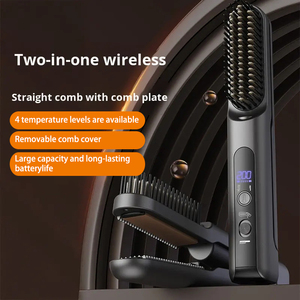 <span class=keywords><strong>Cepillo</strong></span> <span class=keywords><strong>Alisador</strong></span> de Cabello Inalámbrico con Iones Negativos, Calentamiento Rápido, 4 Temperaturas, Dientes Desmontables, Doble Uso para Cabello Lacio y Rizado - Product Image 3
