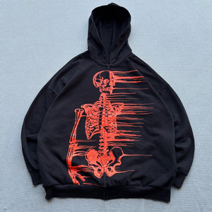 <span class=keywords><strong>Felpa</strong></span> da uomo con cappuccio con cappuccio <span class=keywords><strong>oversize</strong></span> grafica da Streetwear rosso con scheletro <span class=keywords><strong>oversize</strong></span> - Product Image 1