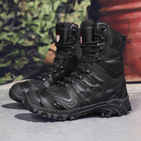 Bottes de combat tactiques montantes pour hommes, grande taille, antidérapantes, avec fermeture éclair en caoutchouc, logo personnalisé, pour le désert et le terrain