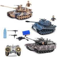 Char de combat à l'échelle 1:18, jouet télécommandé 2,4 GHz avec effet de fumée, figurine humaine, construction métallique, piles incluses