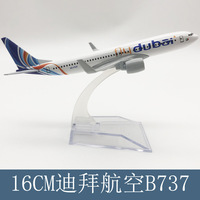 Factory Supply 16cm flydubai Boeing 737-800 Alloy Airplane Model with Stand Aviation Gift Collectible