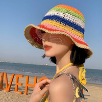 Sombrero de paja plegable y transpirable para mujer, gorra de protección solar UV de ala ancha, sombrero ligero esencial para proteger la cabeza