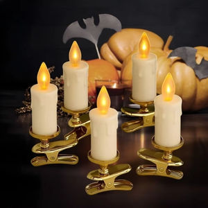 Velas LED con clip sin llama, con efecto de parpadeo, extraíbles, para sala de estar, dormitorio, bodas, fiestas, jardín - Product Image 1