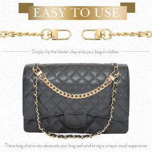 Chaînes de sac à main en pouces, accessoires pour sacs à main, chaînes plates pour sacs à main, rallonges de sac à bandoulière, sangles de remplacement avec anneau en D métallique - Product Image 4