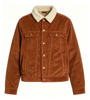 Veste d'hiver pour homme en velours côtelé, doublée en sherpa, à boutons, coupe classique, unie, de haute qualité, design vintage, personnalisable OEM
