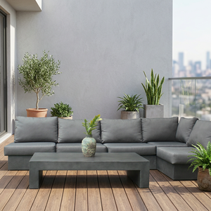 Modern Lightweight GRC <b>Outdoor</b> Coffee <b>Table</b> with Waterproof Top for Living Room and Home Decor - Product Image 1