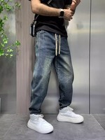 Jeans en denim délavé vintage pour hommes, style streetwear personnalisé, vente en gros