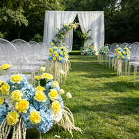 Boule de fleurs artificielles bleues et jaunes, hydrangea, pivoine, accessoires floraux pour la décoration de banquets et de fêtes