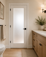Porte de douche intérieure en verre trempé à 1 vitrage, en bois massif, style moderne américain, pour maison