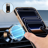 Funda de Teléfono Magnética de Cuero Genuino de Lujo Denior con Ranura para Tarjetas y Soporte, Compatible con las Series 17/16/15/14/13