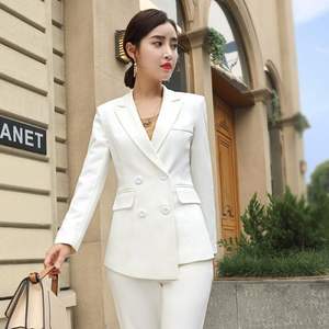 2023 trajes formales de negocios <span class=keywords><strong>para</strong></span> <span class=keywords><strong>mujer</strong></span>, conjunto de trajes de oficina de moda con doble botonadura de alta calidad <span class=keywords><strong>para</strong></span> <span class=keywords><strong>mujer</strong></span>, Blazer ajustado informal <span class=keywords><strong>para</strong></span> <span class=keywords><strong>mujer</strong></span> - Product Image 2