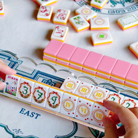 Jeu de Mahjong Américain 160 Tuiles Rose Jaune Motif Floral Jardin 3 Couches – Idéal pour Cadeau de Fête Féminin
