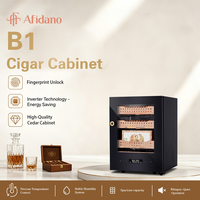 Armoire à cigares électrique avec serrure à empreintes digitales, compresseur silencieux à technologie Inverter, humidor en bois de cèdre avec contrôle par application Wi-Fi