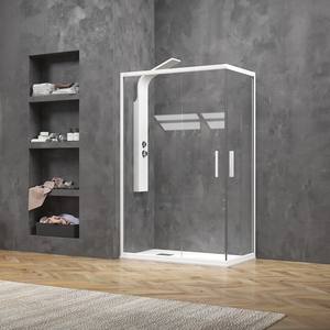 Kamalu-Cabina de ducha doble corredera, color blanco mate, 70x100 - Product Image 1