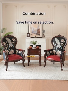 American Solid Wood Antique French Style High-end Leisure Sofa <strong>Chair</strong> with Backrest for Bedroom Living Room Villa - Product Image 5