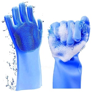 Gants <span class=keywords><strong>de</strong></span> lavage <span class=keywords><strong>de</strong></span> vaisselle en silicone réutilisables avec éponge pour le nettoyage <span class=keywords><strong>de</strong></span> la cuisine - Product Image 1