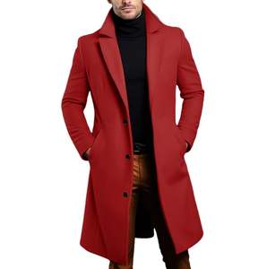 Veste coupe-vent pour <span class=keywords><strong>homme</strong></span> 2026, simple boutonnage, longueur longue, coupe ajustée, avec décoration boutonnée et col - Product Image 5