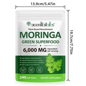 Acentiallabs Moringa Yaprağı Ekstresi Yumuşak Kapsül Takviyesi Sindirim Desteği Moringa Yeşil Süper Besin Kapsülleri Genel Sağlık İçin - Product Image 6
