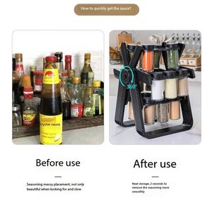 ชั้นวางของพลาสติกหมุนได้สำหรับห้องครัว ชั้นวางขวดเครื่องปรุงแก้วแบบพิเศษสำหรับจัดเรียงเครื่องเทศ - Product Image 4