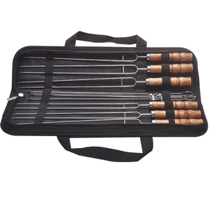 Thép không gỉ <span class=keywords><strong>BBQ</strong></span> xiên đôi xiên cho nướng với gỗ xử lý - Product Image 1