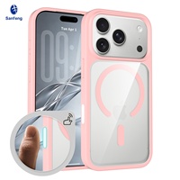 Coque magnétique en silicone souple pour 17/18 Pro Max, design transparent mat, protection des boutons de l'appareil photo