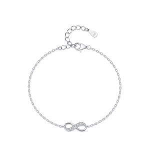 Pulsera de cadena con símbolo de amor infinito de plata de ley S925 y circonita para mujer, regalo de San Valentín, versión de cobre personalizable - Product Image 1
