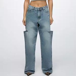 Jean baggy déchiré nouvelle conception en coton 100% style vintage streetwear, coupe oversize délavée à l'acide, double taille, taille basse – Grande Vente - Product Image 5