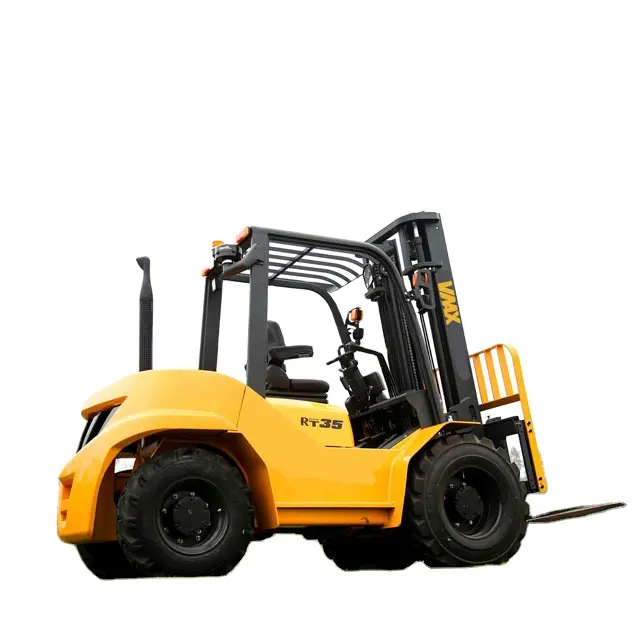 Makine dizel 4x 4 forklift  3 tonne forklift 3000mm bozuk arazi forklifti 3m kaldırma yüksekliği kapalı kabin ile