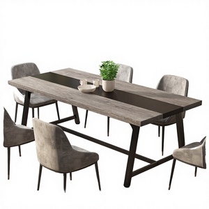 For 70.87-Inch Industrial Extendable Rectangular MDF Board Dining <b>Table</b> with Strong Metal Frame for 4-8 People Hotels - Product Image 3