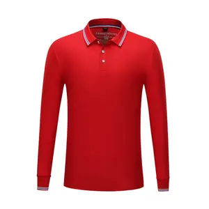 Individuelles gesticktes Logo Umschlagkragen-Polo-Hemd Herren Streetwear lange Ärmel Übergröße schweres T-Shirt
