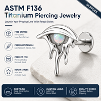 JiaXin ASTM F136 Titane de qualité implantable, Stud Labret à filetage interne, Bijou corporel en Zircon Cubique pour Cartilage, Tragus, Hélix, Conch
