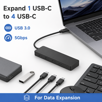 Hub USB-C 4 en 1, 4 Puertos Tipo-C, 5Gbps, Portátil, ABS, Divisor USB, Plug-and-Play, Expansión para Laptops y Tablets, en Stock