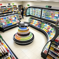 Réfrigérateur de présentation compact autoportant à étagères multi-niveaux, refroidisseur circulaire pour centre commercial