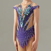 Body de danse rythmique et de gymnastique violet une pièce personnalisable pour filles pour danse de salon et spectacles sur scène