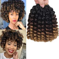 Capelli Sintetici Tinti All'Ingrosso per Crochet, Ricci a Bacchetta da 8 Pollici per Donna, Treccine Corte Ricci Pre-annodate, Modellabili con Acqua Calda