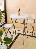 Table de bar à cocktails ronde pliante en plastique pour l'extérieur avec un diamètre de 60 cm blanc adapté aux activités de fête
