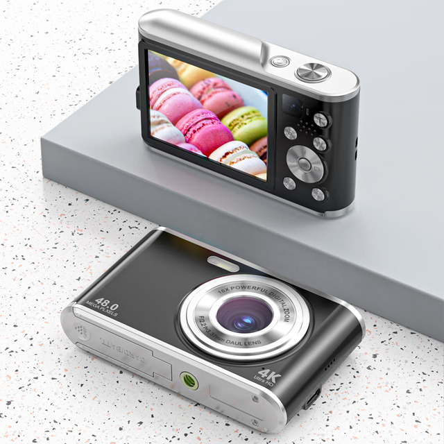 SONIDA 4K CMOS Digital Camera 2.8-Inch Travel Compact 48MP Dual-Lens UHD Display Image Stability TF Card Memory for Photography